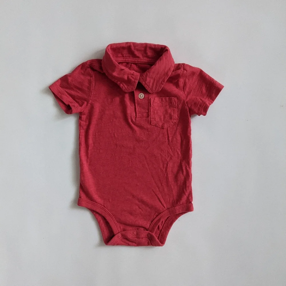 OshKosh Red Short Sleeve Polo Shirt Onesie